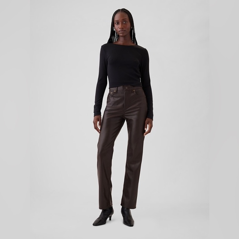 NWT GAP High Rise Recycled Vegan Leather '90s Straight Pants
brown noir SZ 31 S